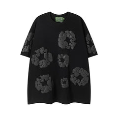 Denim Tears Black Tonal All‑Over Cotton Wreath Print T‑Shirt