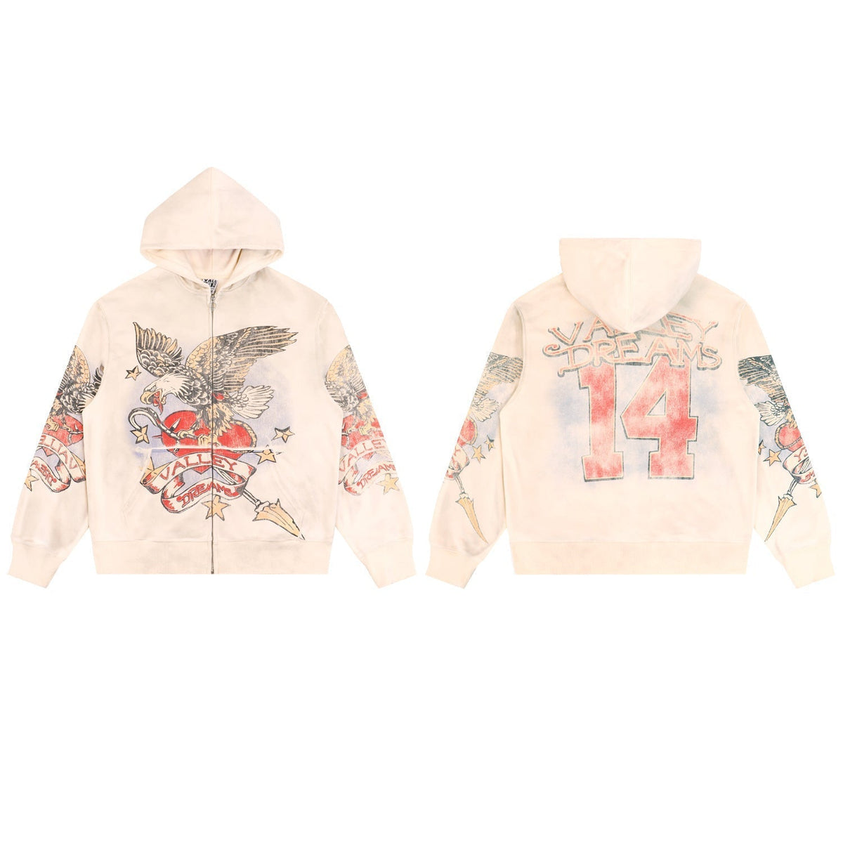 Vale Forever Cream Butterfly Graphic Hoodie