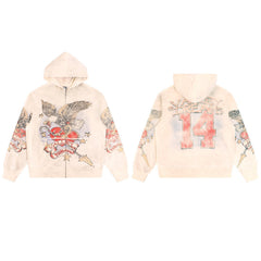 Vale Forever Cream Butterfly Graphic Hoodie